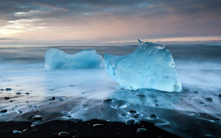 iceberg, Beach, Stones, Ice, Landscape HD Wallpaper Desktop Background