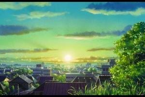 anime, Cityscape, Sun, Sunlight, Town