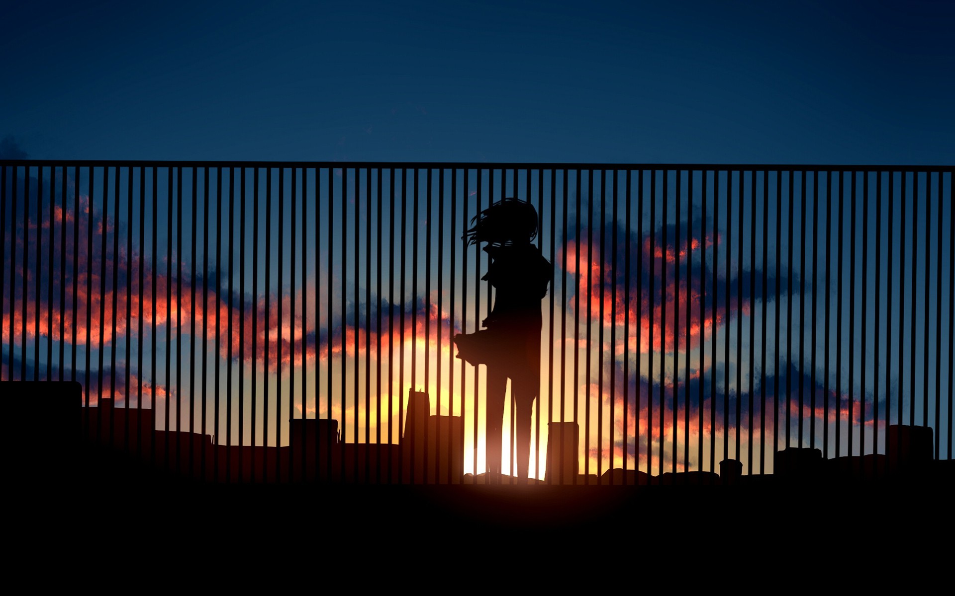 anime, Sunset Wallpaper