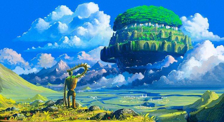 Studio Ghibli, Castle In The Sky, Robot, Anime, Floating Island HD Wallpaper Desktop Background