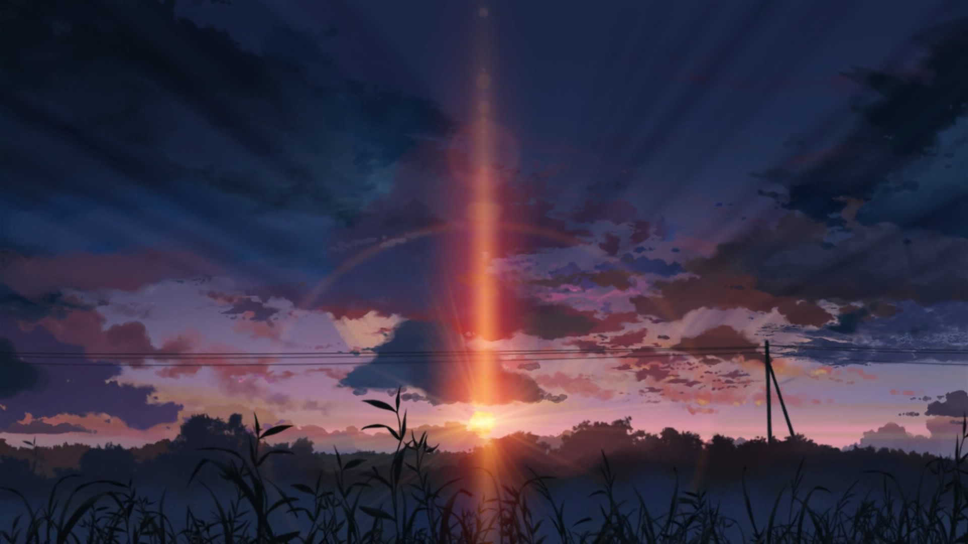 sunset, 5 Centimeters Per Second, Anime, Landscape
