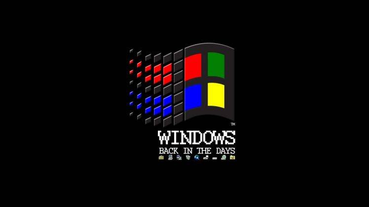 Microsoft Windows, Vintage, Logo, Black Background, Floppy Disk, MS DOS, Internet HD Wallpaper Desktop Background