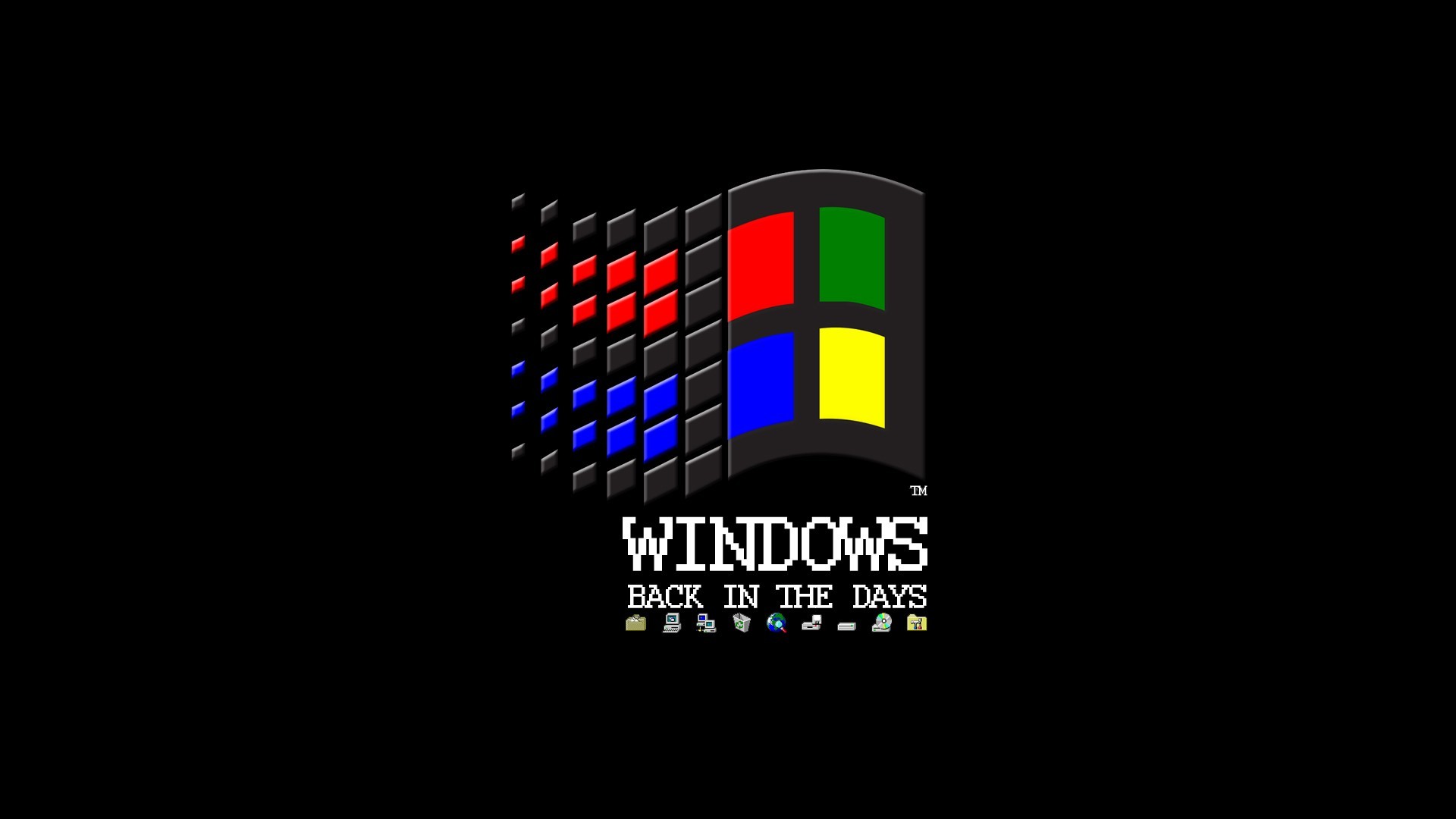 Microsoft Windows Vintage Logo Black Background Floppy Disk Ms Dos