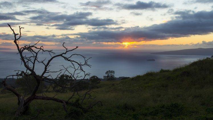 sunset, Hawaii, Sea, Landscape, Island HD Wallpaper Desktop Background