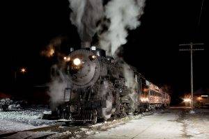train, Vintage, Night, Steam Locomotive