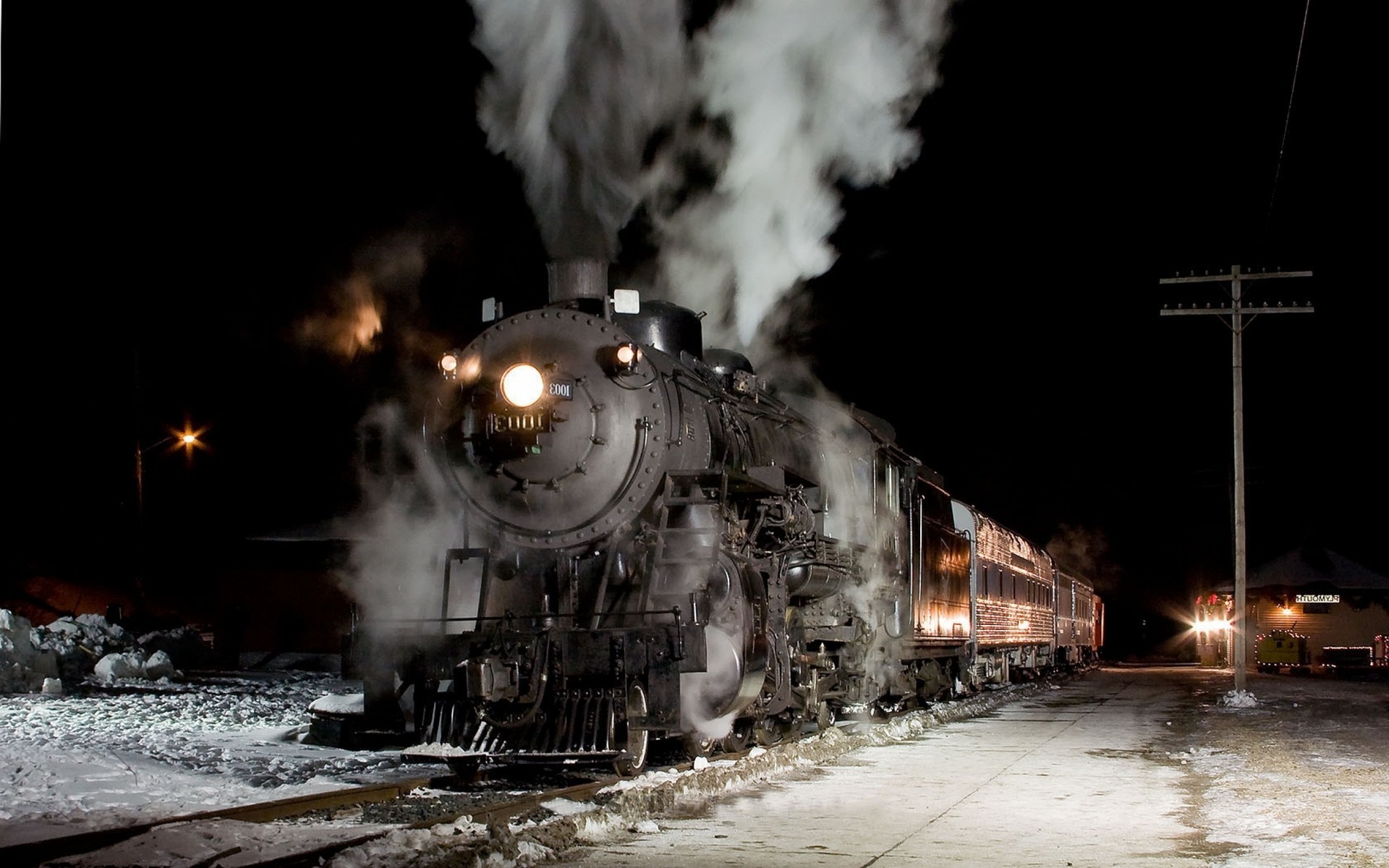 train, Vintage, Night, Steam Locomotive Wallpaper