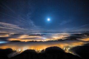 moonlight, Landscape, Stars