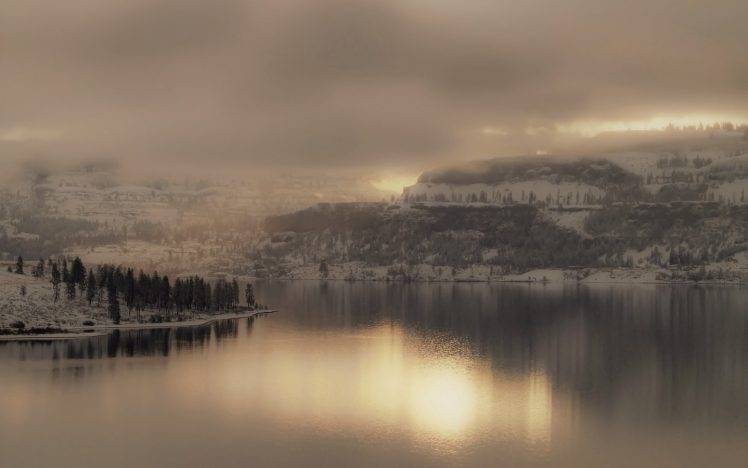 winter, Landscape, Mountain, River HD Wallpaper Desktop Background