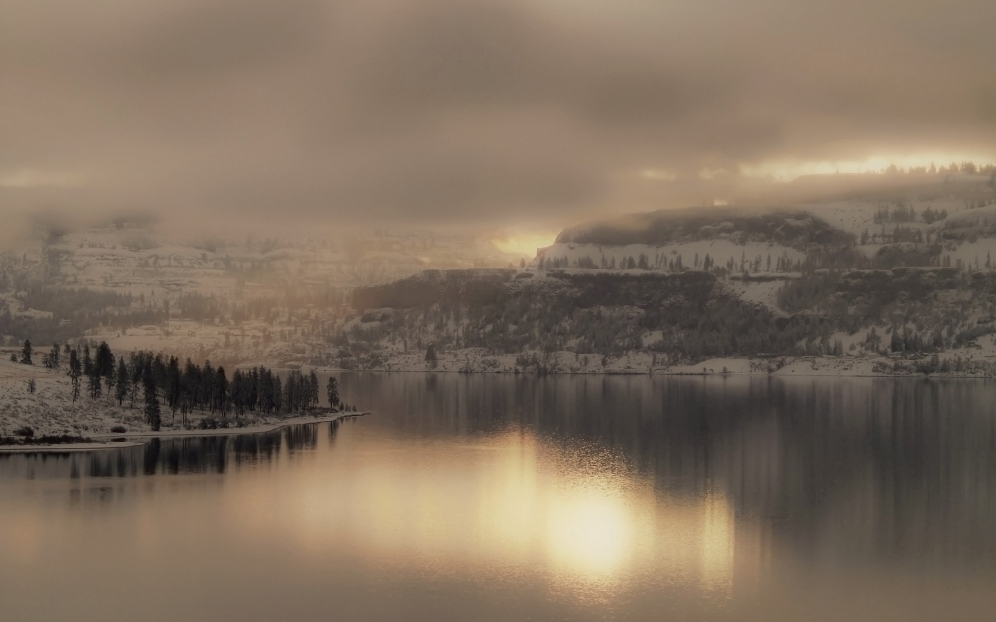 winter, Landscape, Mountain, River Wallpaper
