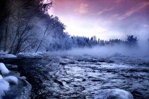 landscape, River, Mist, Nature