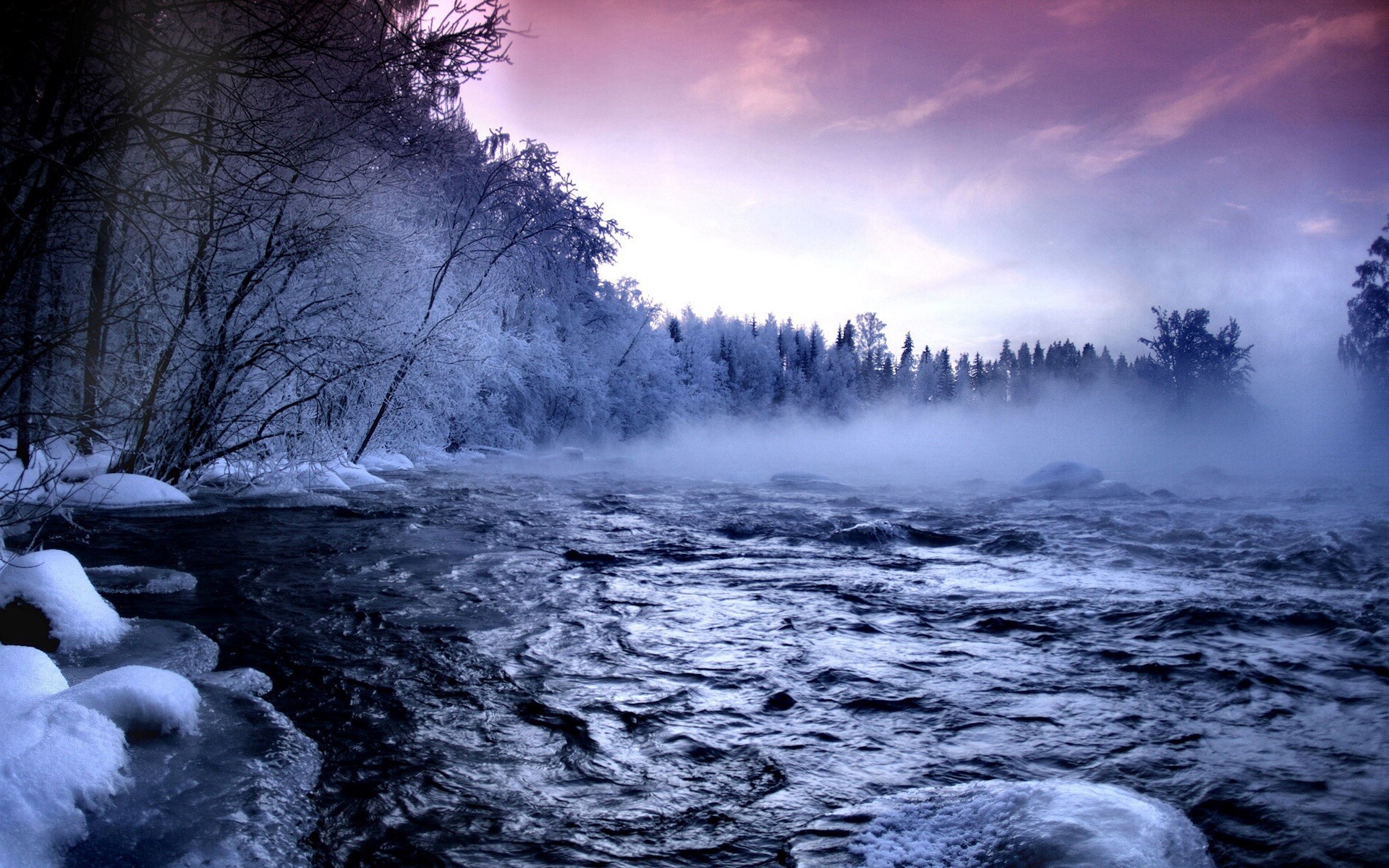 landscape, River, Mist, Nature Wallpaper