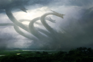 Lernaean Hydra, Mythology, Fantasy Art, Landscape, Forest, Clouds, Hydra, Magic: The Gathering