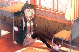 anime Girls, Classroom, Danganronpa, Knee highs