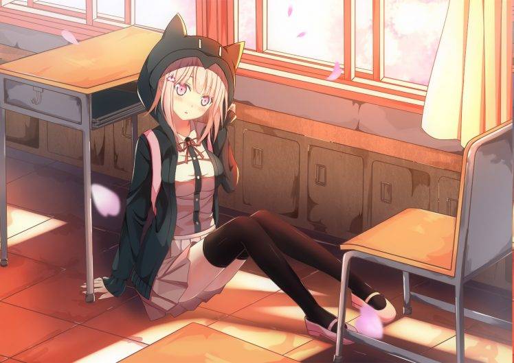 anime Girls, Classroom, Danganronpa, Knee highs HD Wallpaper Desktop Background