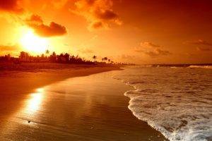 sunset, Sunlight, Sun, Landscape, Beach, Nature, Sea