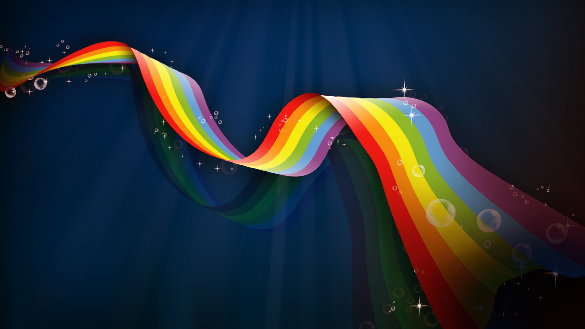 rainbows, Abstract, Colorful, Blue Wallpaper