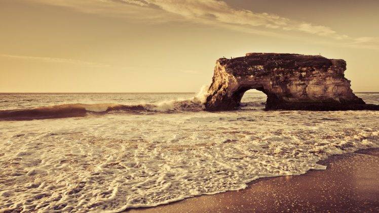 sea, Nature, Rock, Beach, Waves, Landscape HD Wallpaper Desktop Background