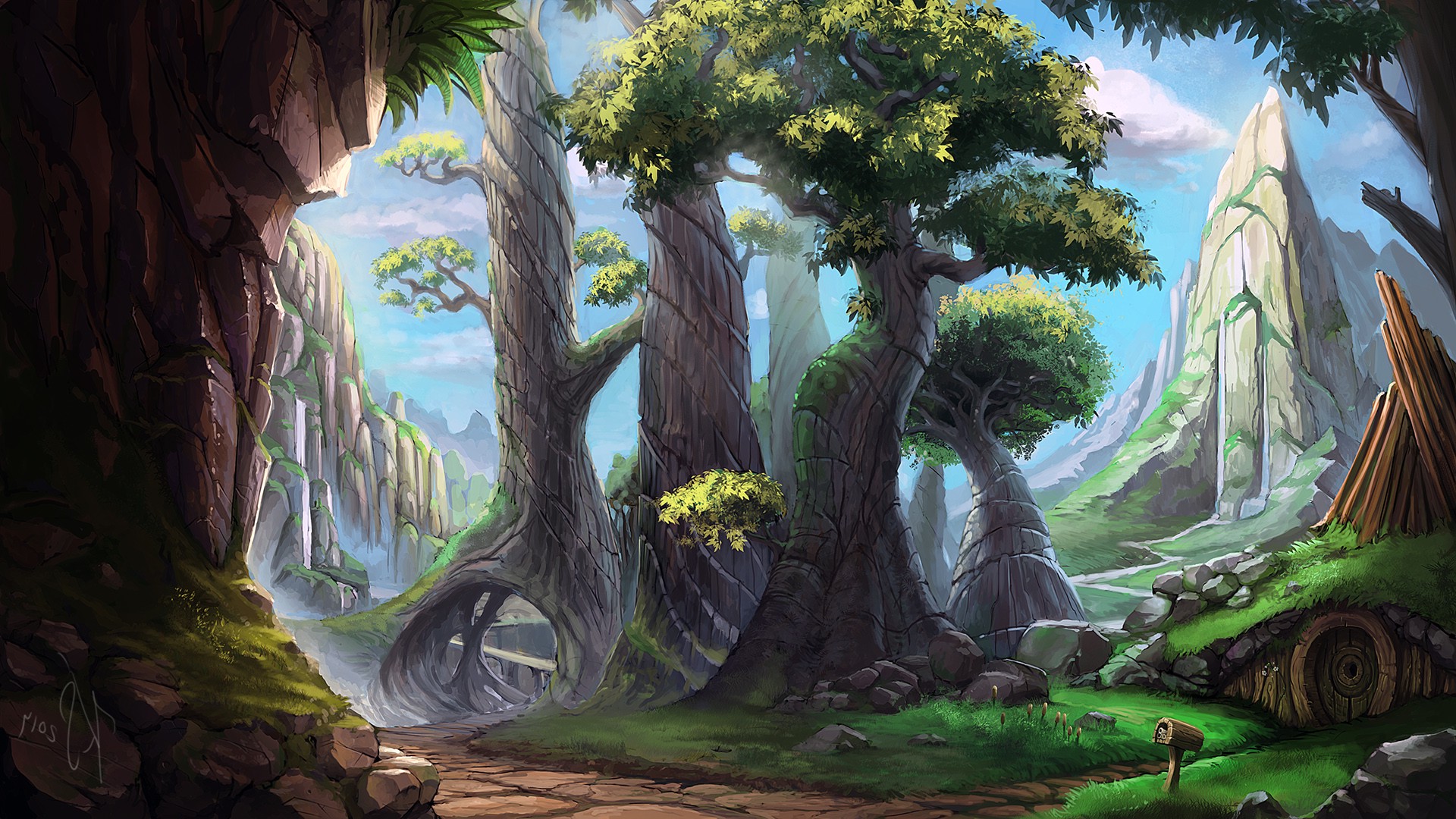 digital Art, Drawing, Painting, Landscape, Nature, Forest, Trees, DeviantArt Wallpapers HD