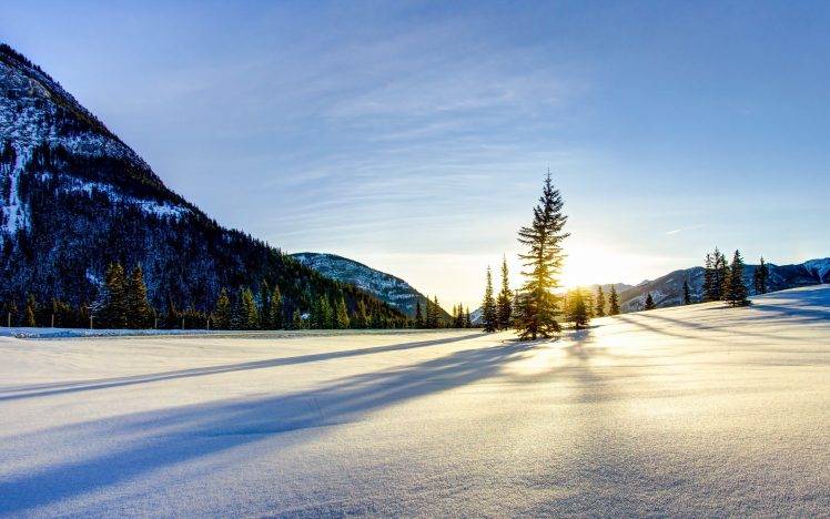 sunset, Sunlight, Landscape, Nature, Snow HD Wallpaper Desktop Background