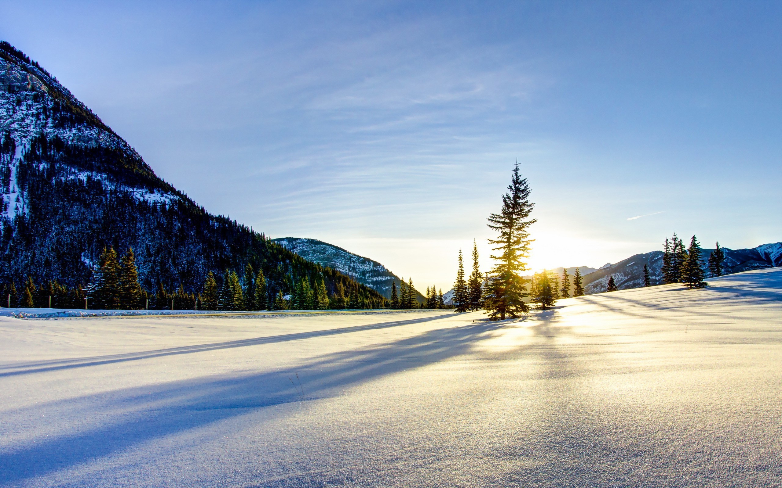 sunset, Sunlight, Landscape, Nature, Snow Wallpaper