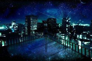 cityscape, Stars, Anime, Building