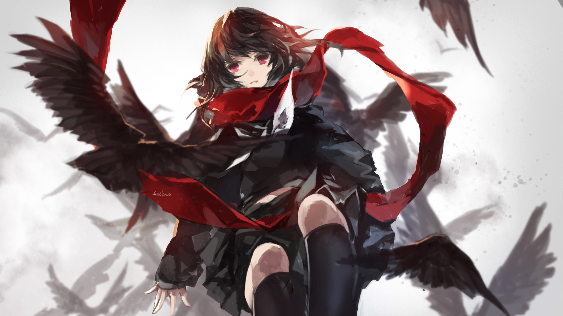 anime, Red Eyes, Anime Girls, Dark Hair, Swd3e2, Kagerou Project