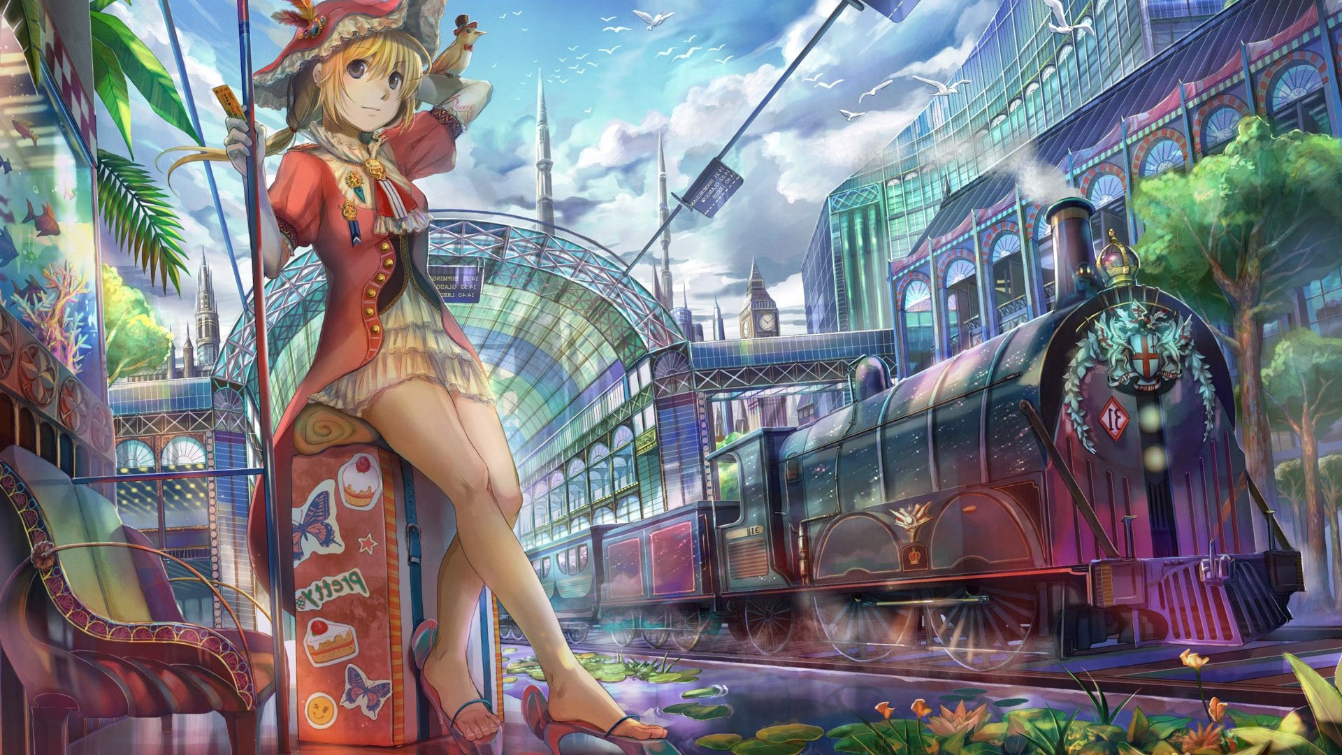 train, Anime Girls, Pirates, Artwork Wallpaper