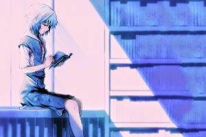 anime, Blue Hair, School Uniform, Ayanami Rei, Neon Genesis Evangelion