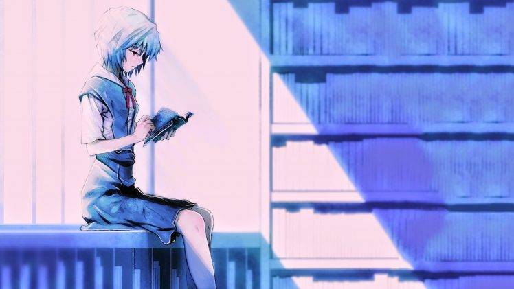 anime, Blue Hair, School Uniform, Ayanami Rei, Neon Genesis Evangelion HD Wallpaper Desktop Background