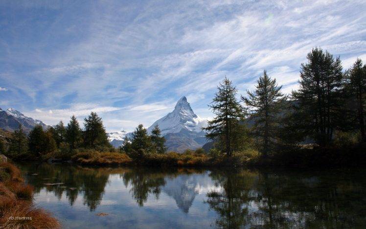 mountain, Lake, Matterhorn, Switzerland, Alps, Landscape HD Wallpaper Desktop Background