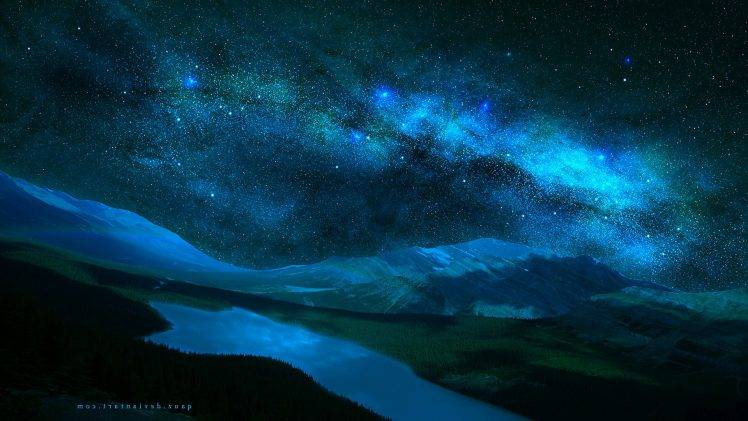 nature, Landscape, Milky Way, DeviantArt, Lake HD Wallpaper Desktop Background