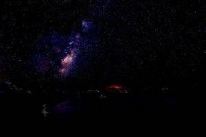 landscape, Sky, Stars, Space, Nebula, Night, Nature, Volcano