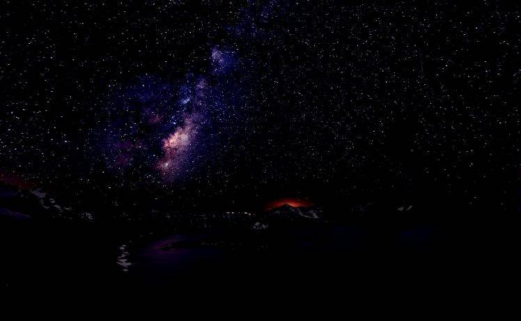 landscape, Sky, Stars, Space, Nebula, Night, Nature, Volcano HD Wallpaper Desktop Background