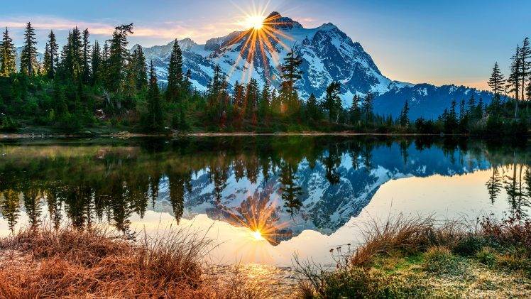 landscape, Forest, Mountain, Sun Rays HD Wallpaper Desktop Background
