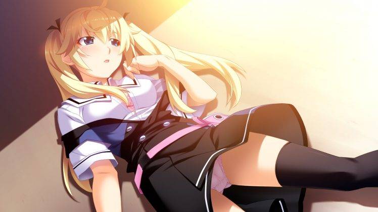 blonde, School Uniform, Anime, Upskirt, Grisaia No Kajitsu, Matsushima Michiru HD Wallpaper Desktop Background