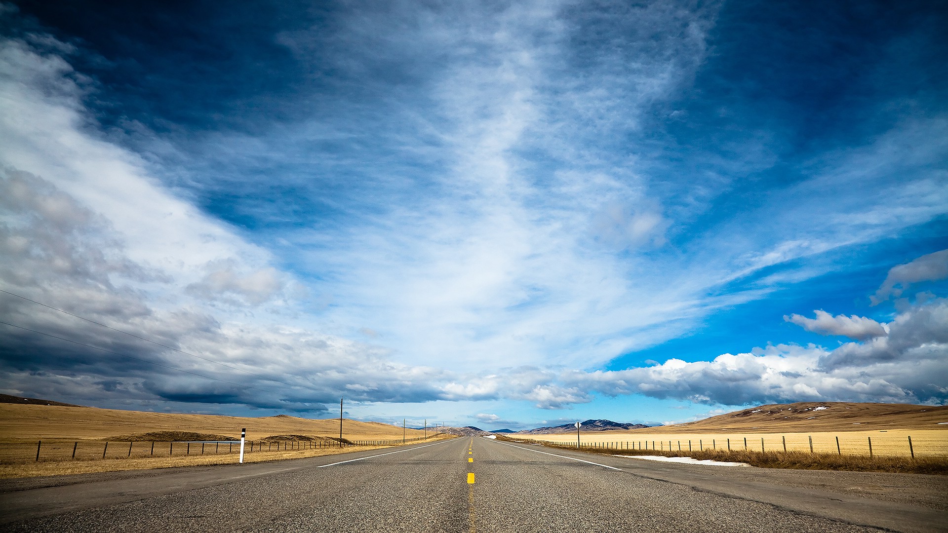 road, Landscape, Clouds Wallpaper
