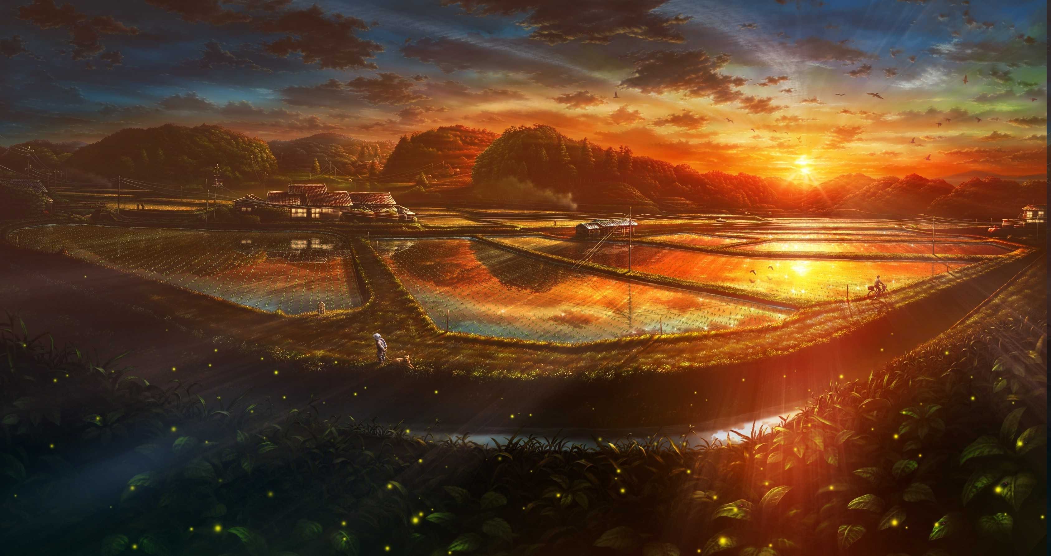 sunset, Landscape Wallpaper