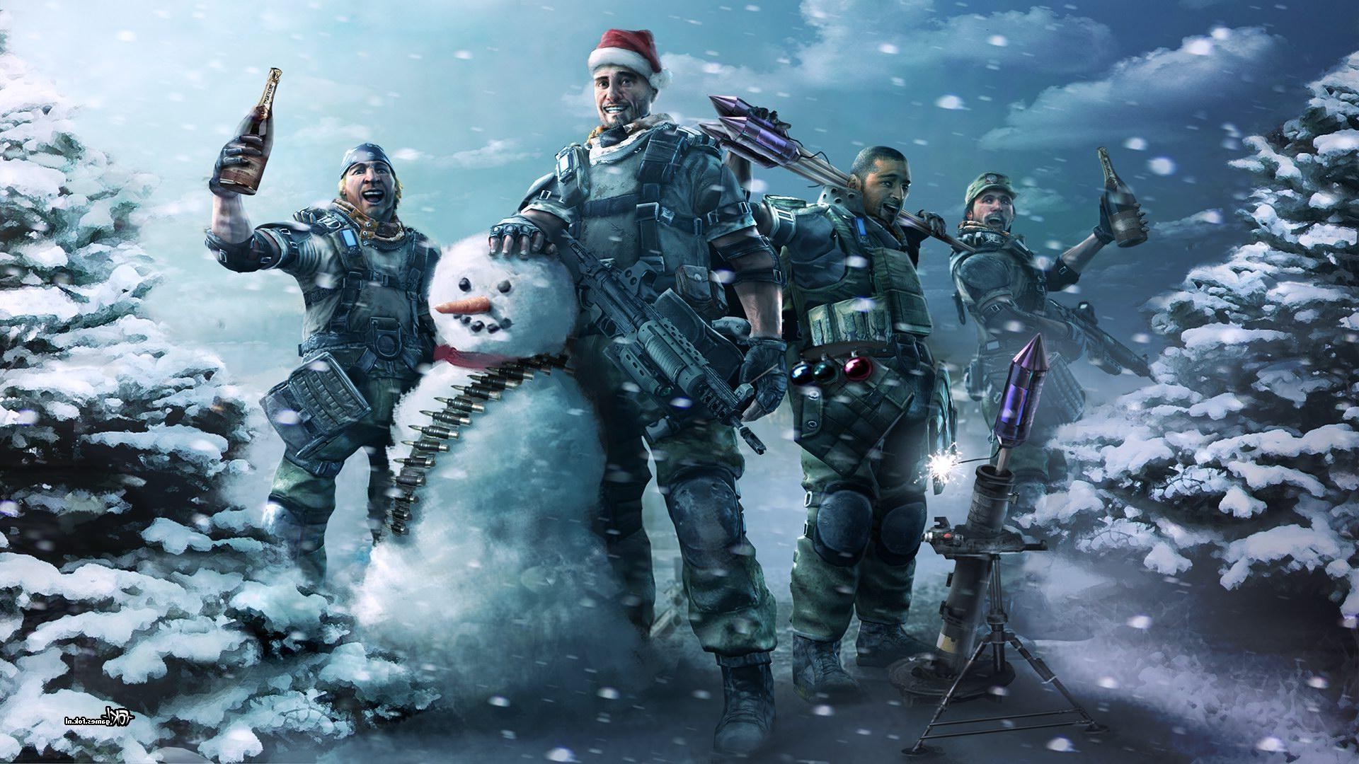 snowman, Snow, Christmas, Army Gear, Army, Wine, Gun, Winter, Ammunition, Ammobelt, Killzone Wallpaper