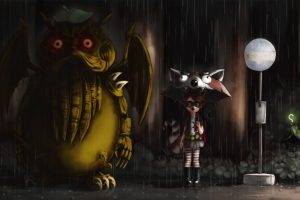 My Neighbor Totoro, Fan Art, Cthulhu, Studio Ghibli, Artwork, Digital Art, Rain, Umbrella, The Coon, Anime, Crossover
