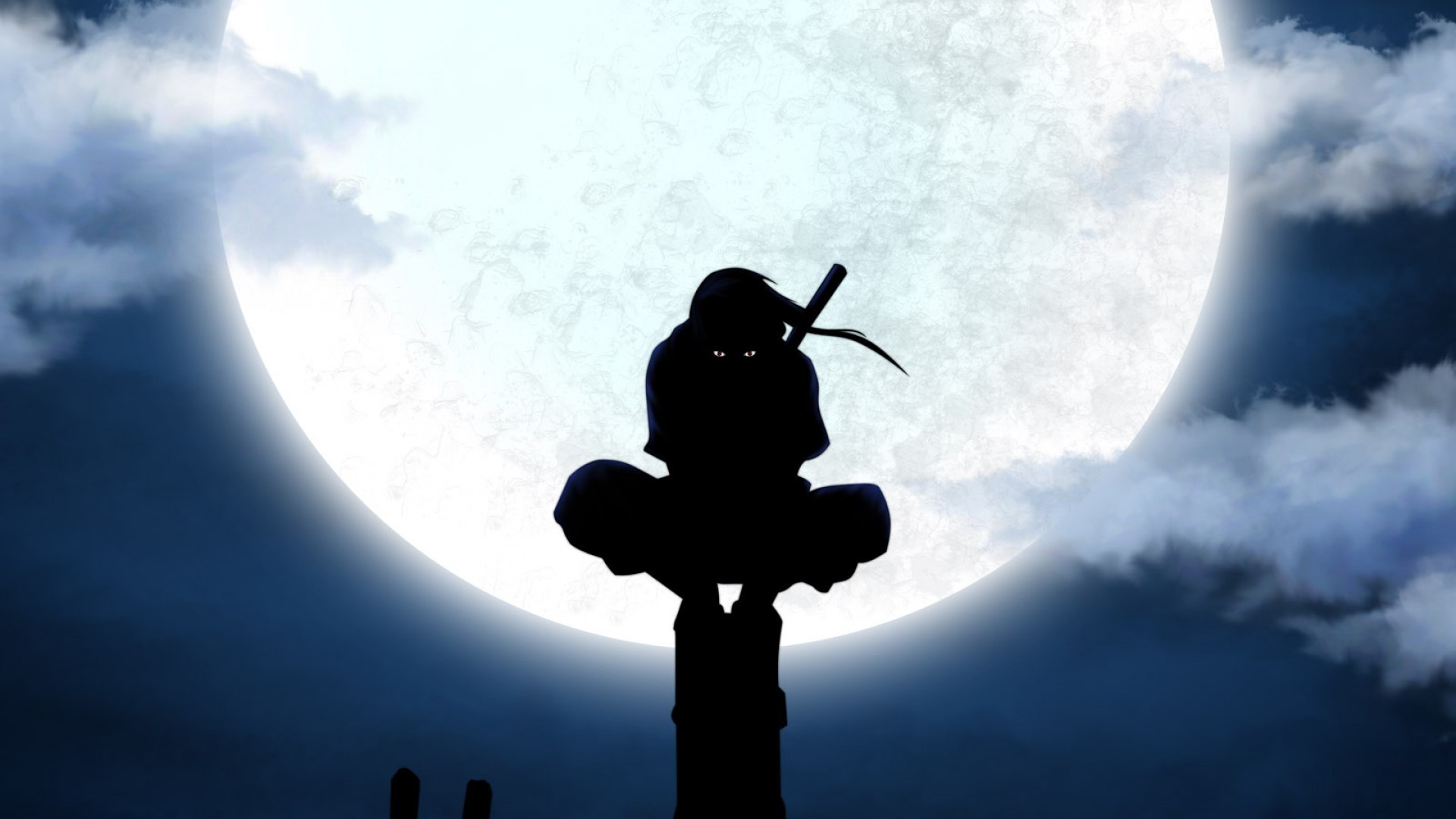 Uchiha Itachi, ANBU, Silhouette, Moon, Anime, Utility Pole Wallpapers