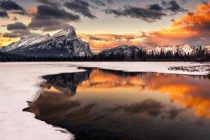 landscape, Mountain, Lake, Snow, Banff