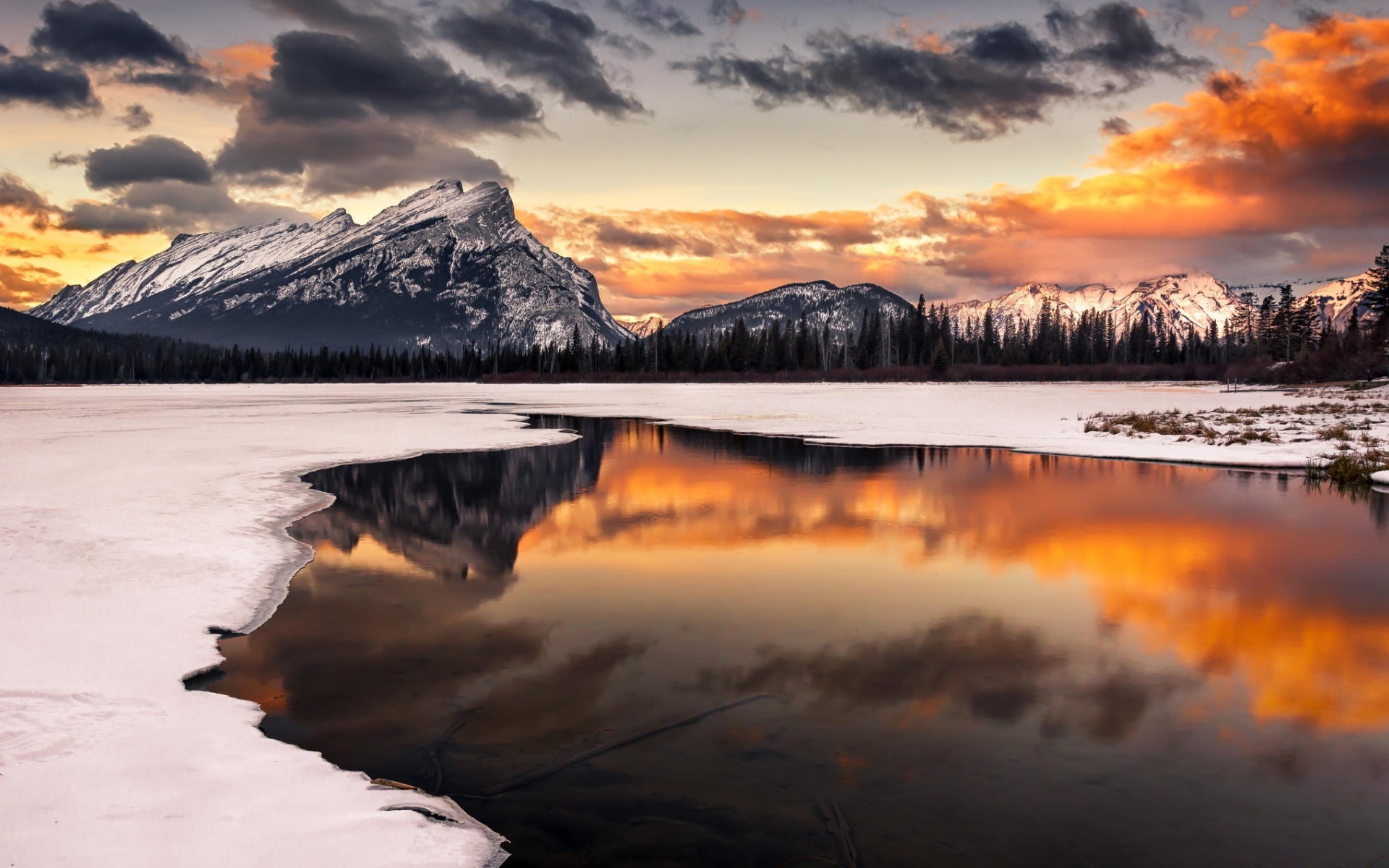 landscape, Mountain, Lake, Snow, Banff Wallpaper