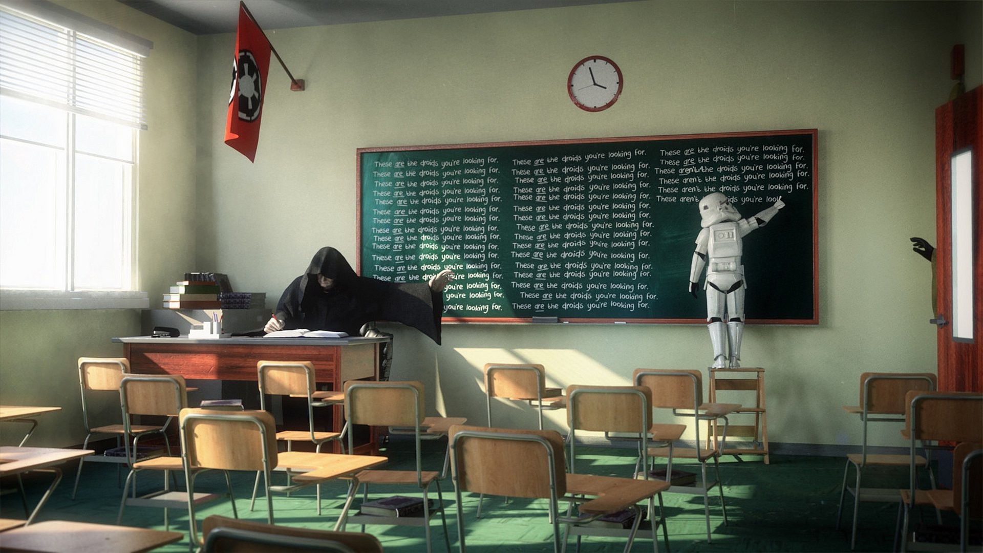 Sith, Clone Trooper, Classroom, Clocks, Star Wars, Humor Wallpaper