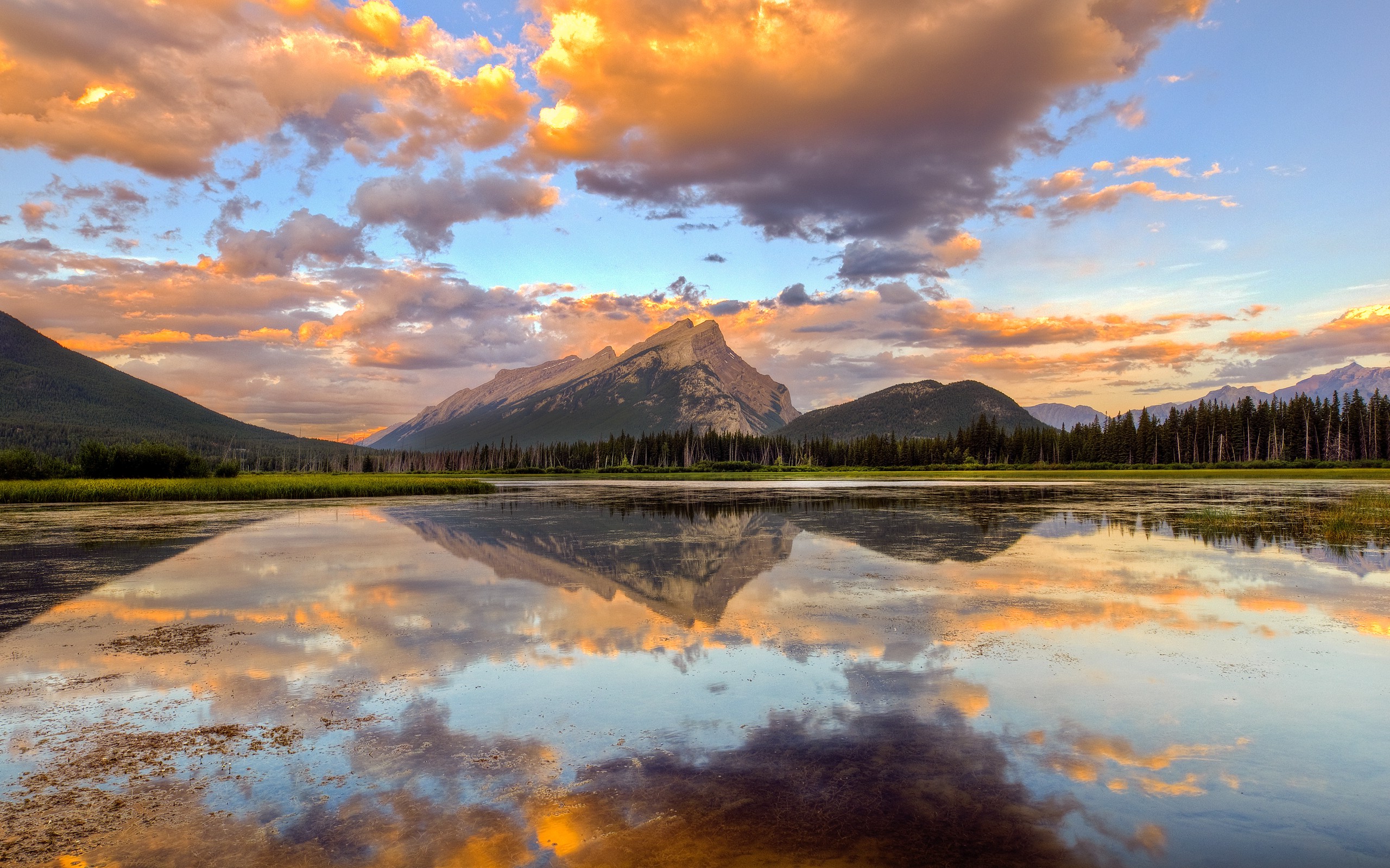 nature, Landscape, Mountain, Clouds, Reflection, Lake, Banff, Canada Wallpaper