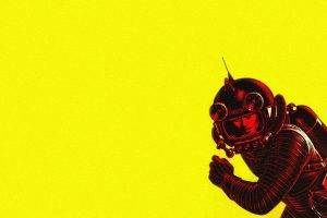 Have Space Suit Will Travel, Yellow Background, Vintage, Astronaut, Minimalism, Science Fiction