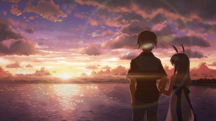 anime, DJ Max, Beach, Sunset, People HD Wallpaper Desktop Background