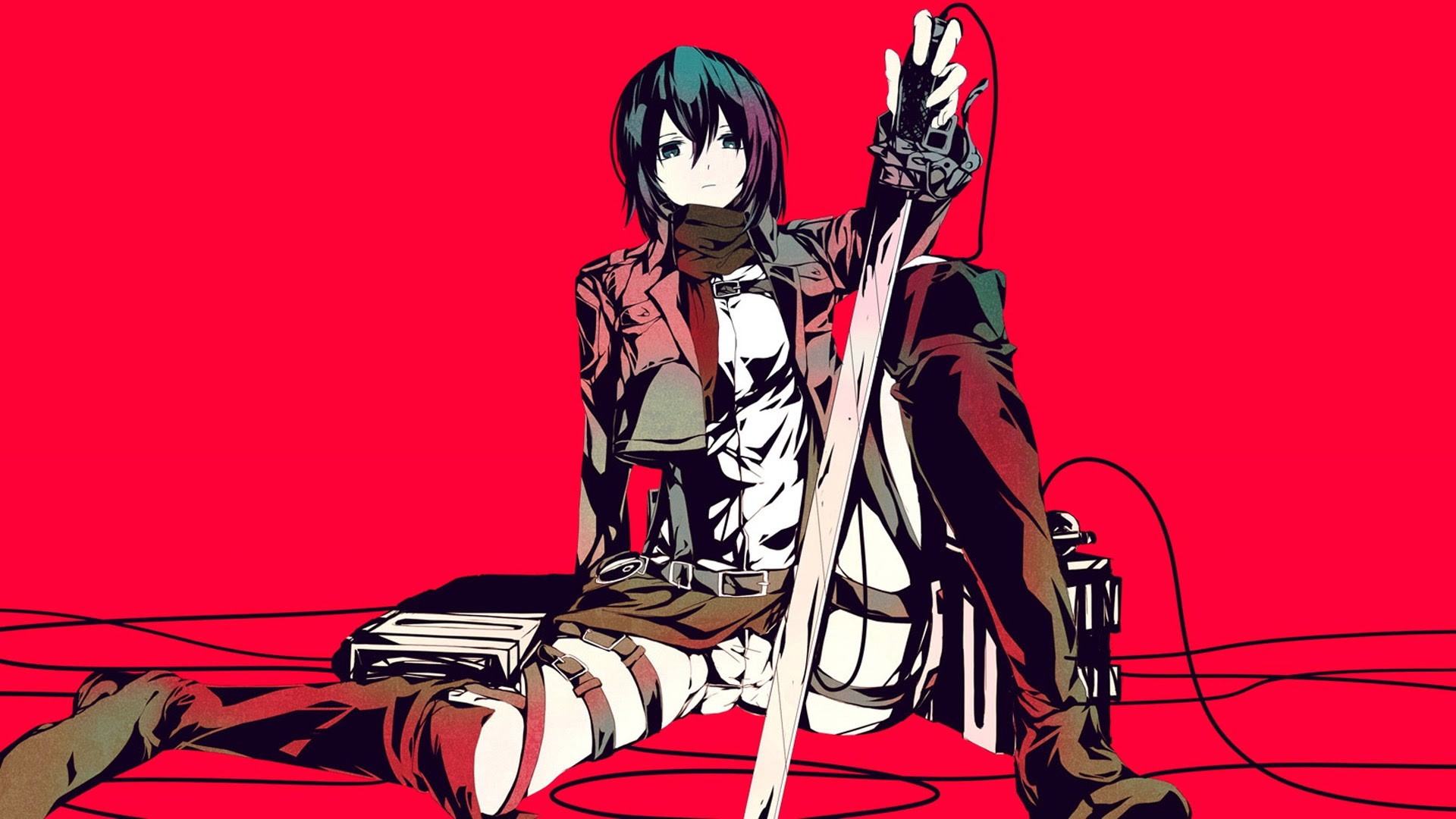 Shingeki No Kyojin, Mikasa Ackerman, Anime, Anime Girls, Artwork, Simple Background Wallpaper