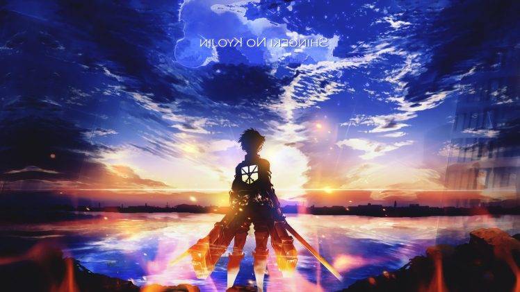 Shingeki No Kyojin, Eren Jeager, Anime, Anime Boys, Sunset HD Wallpaper Desktop Background