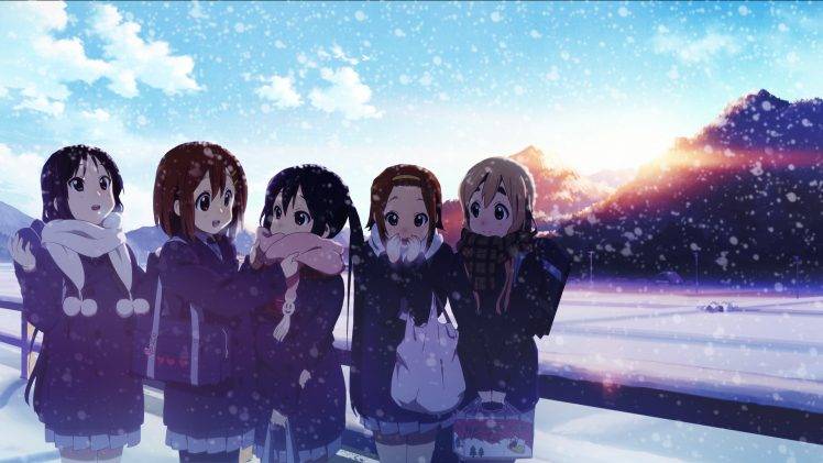 anime Girls, Anime, K ON!, Akiyama Mio, Hirasawa Yui, Nakano Azusa, Tainaka Ritsu, Kotobuki Tsumugi, Winter HD Wallpaper Desktop Background