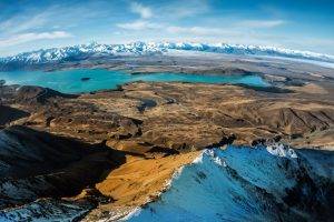 landscape, New Zealand, Lake Tekapo, Mountain, Lake, Nature, Snow